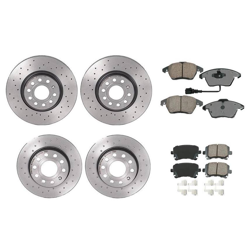 Audi Vw Disc Brake Pad And Rotor Kit Front And Rear 312mm260mm Xtra Ceramic Euro 